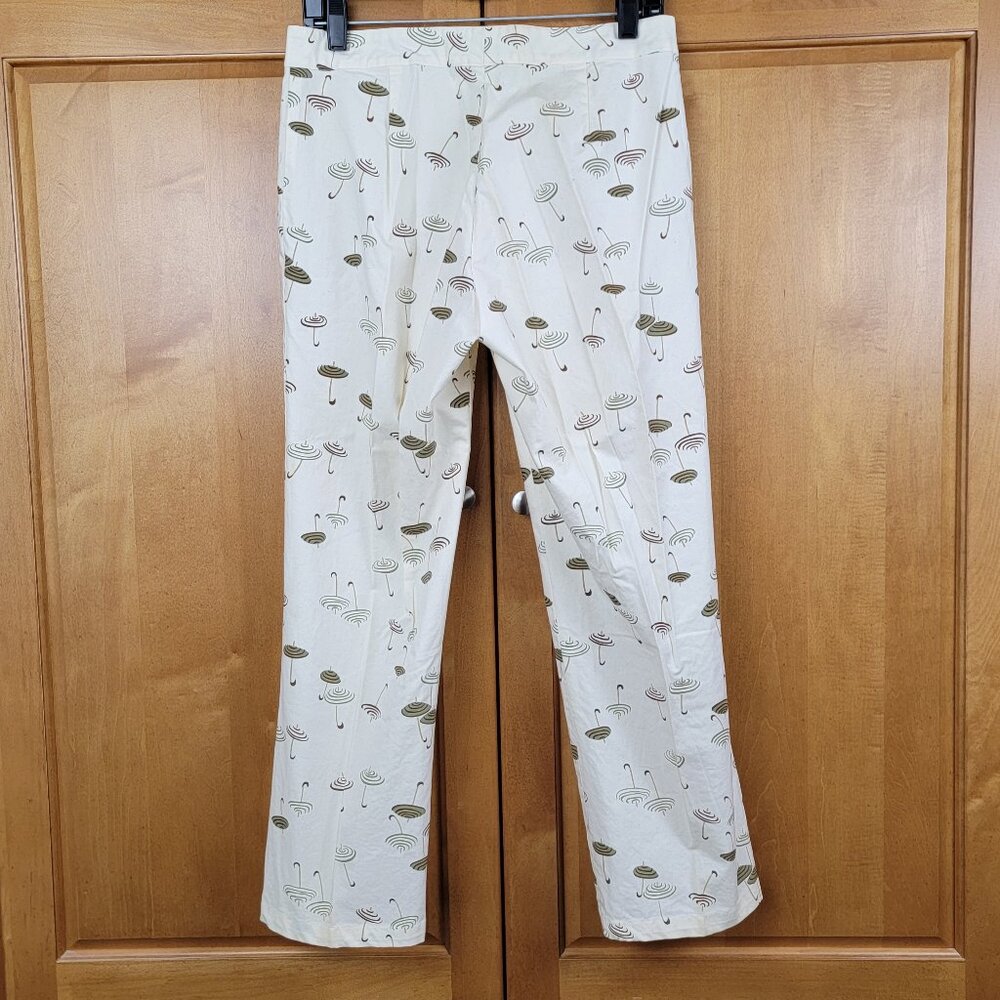In The Wash Brand Ivory Retro Cotton Crop Pants with Umbrella Print - 6 - Picture 4 of 7